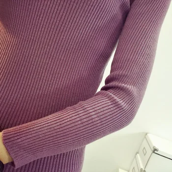 Moda Solidă Tricot Pulover Femei Toamna Iarna Negru / Roz / Mov Guler Fată Casual, Pulovere