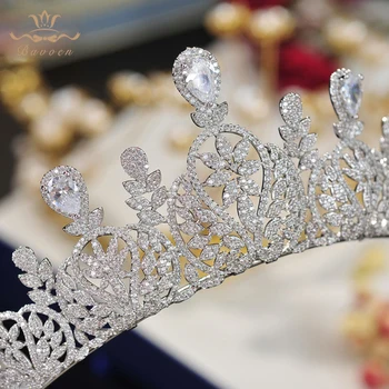 Bavoen Moda Cristal CZ Mirese, Tiara Coroana de Printesa Bentita Pentru Mirese Nunta Accesorii de Par Seara de Păr Bijuterii