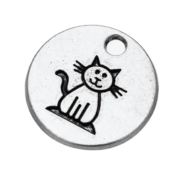 30PCS Placate cu Argint Antic Pisica Disc Animal Farmece Pandantive en-Gros Pentru DIY Accesorii Legăna Bijuterii Cadou