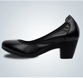 GKTINOO 2019 Piele OL Femei Pantofi Gros Med Tocuri Doamna Activitatea de Birou, Pantofi de Primavara Toamna Superficial Pompe Plus Dimensiune 33-43