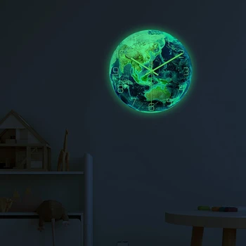 Luminos Pământ Ceas de Perete Planeta Imprimare Ceas Camera de Studiu Dormitor Camera de zi de Decorare pentru Copii Camera Copilului