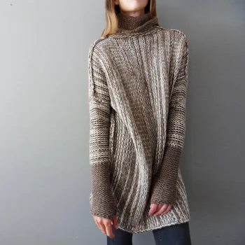 Moda pentru femei vrac plus dimensiune pulovere cu guler haine de iarna femei, pulovere tricotate pulover