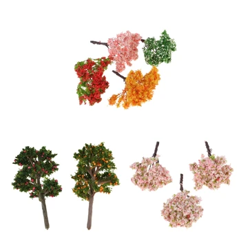 9Pcs casă de Păpuși în Miniatură Zână Grădină de Copaci Asortate Floare de Colorat Model Copaci DIY Meșteșug Decor pentru 1/12 casă de Păpuși Decor Jucărie