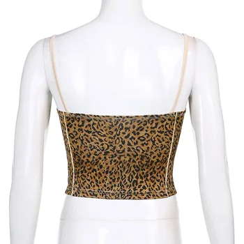 În 2020, Noi Sosiri De Vară De Moda Sexy Spaghete Curea Leopard V Gât Pic De Arc Sexy High Street Sexy Femei Topuri Camis