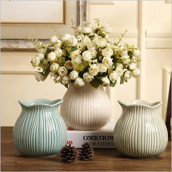 Stil American țara de înaltă calitate cu dungi vaza ceramica artizanat decorative desktop vaza de flori acasă decorare accesorii