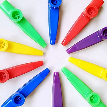 Plastic Kazoos Instrumente Muzicale cu Duiumul Flaut Diafragme pentru Cadou, Premiu și Favoruri de Partid 5 Culori (10 Bucati)
