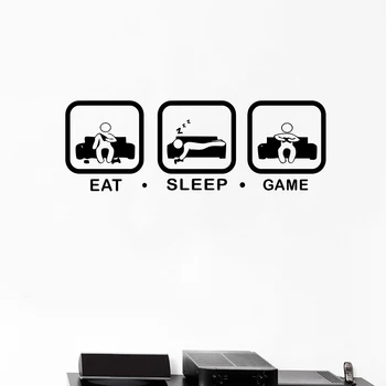 Eat Sleep Joc Perete Decal Joystick Jocuri de noroc Joc de Vinil Art Autocolant de Jocuri Decor Gamer PS4 Geek Arta de Perete Autocolant