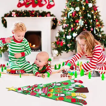 Supradimensionate Decor de Crăciun pentru Copii lucrate Manual Puzzle DIY Simțit Pânză Pomul de Crăciun Decor de Crăciun Agățat Cadou