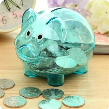 Plastic Transparent Bani De Economisire Cutie Caz Monede Kawaii Desene Animate Porc În Formă De Pusculita