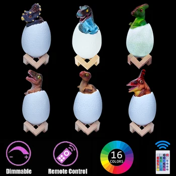 Imprimate 3D Touch Senzor de Control de la Distanță Jucărie Lumina de Noapte LED 16 Culori Ou de Dinozaur Noptiera Decor Lampă Reîncărcabilă Masă Lampă de Birou