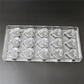 Unic de 15 cavități strâmbă inima în formă de inimă PC Policarbonat plastic molde pentru prăjitură cu ciocolată biscuit mucegai panificatie instrumente