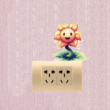 YOJA Zâmbind Fericit de Floarea-soarelui PVC Comutator Autocolant Personalizat Stil Interesant de Perete Decal Design de Desene animate 15SS0156
