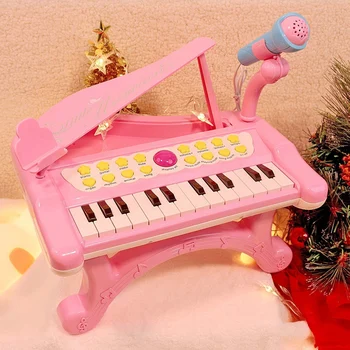Copilul Jucărie Pian Tastatură Roz pentru Fete, Cadou de Ziua de nastere 1 2 3 4 Ani Copii Vechi de 24 Taste Multifuncționale Pian de Jucărie