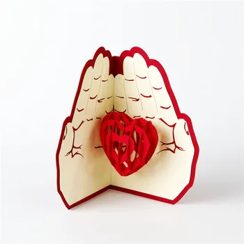 100buc Valentines' Day Cadou de Dragoste în Mână 3D Pop-Up de Felicitare Felicitare de Potrivire Plic cu Laser Tăiat Post Card ZA5651