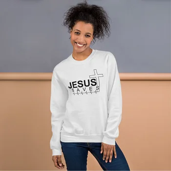 ONSEME Isus Salvează Femei Tricou Manșon Complet Cred Feminin Cruce Isus Jumper Creștin Pulover Hoodies Picătură de Transport maritim S-104