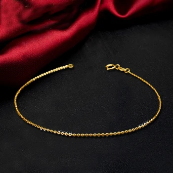 Pur AU750 aur Galben O de Link-ul Lanț Brățară Femei Clasic Brățară