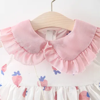 2019 haine pentru Copii pentru fete de vara rochie fete Copii drăguț mare guler fără mâneci florale imprimare rochie de bumbac 1-2 Ani !