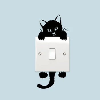 1buc DIY Pisica Mica Comutator de Lumină Autocolant de Perete Autocolant Decal Decor Acasă