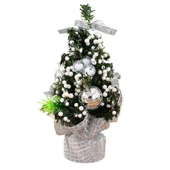 Mic Pom de Crăciun Artificial Masă Pom de Crăciun cu Ornamente Drăguț & Bază Solidă pentru Biroul de Acasă