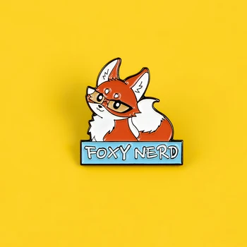 XEDZ Drăguț și inteligent red fox veveriță poartă ochelari FOXY TOCILAR email pin bijuterii băieți și fete haine din denim pandantiv cadou
