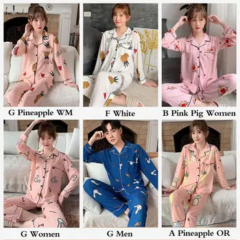 Femei și Bărbați Seturi de Pijamale Cupluri Pijamale Desene animate Pijama Femme Pijamale Iubitorii de Haine Casual Uzura Acasă Satin de Matase Pijamale