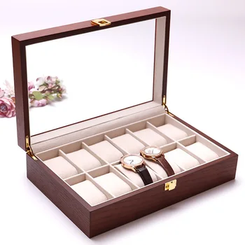 12 sloturi de lux moda barbati casa de lemn cutie de ceas, de calitate superioară ceas cutie de depozitare pentru bărbați Ceasuri 0905-07