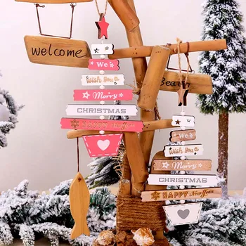 Pomul de crăciun ornamente din lemn de Crăciun DIY decoratiuni colorate din lemn creativ alfabetul pom de Crăciun pandantiv
