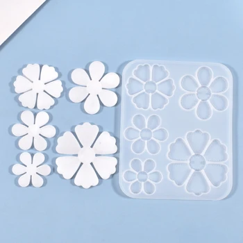 Crystal Epoxy Resin Mold Five Petals Listing Pendant DIY Crafts Silicone Mould J78F