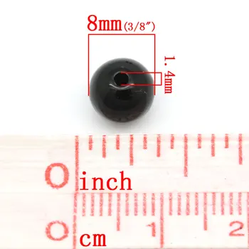 8Seasons Moda Margele Acrilice Bile Negre Lustruite DIY Face Bijuterii Aproximativ 8mm Dia, Gaura: Aprox 2 mm, 500 Buc