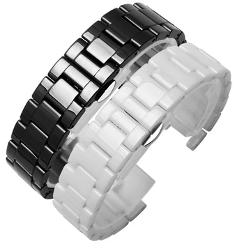 YOPO Calitate Pearl ceramic curea 16*9 mm 20*11mm alb negru bratara Concavă interfață pentru bărbați și femei lanț de ceas