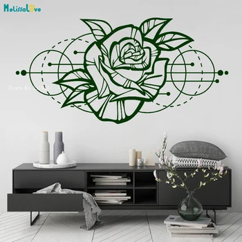 Floare trandafir Autocolant de Perete Moderne, Geometrice Cameră Decor Acasă Detașabil Vinil Art Decal Design Nou Design Simplu YT2935