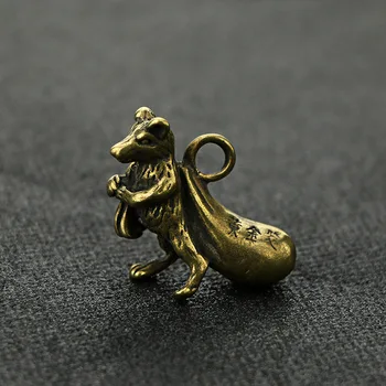 Vintage Lucky Rat Mouse-ul Statuie Figurina Alamă Bogat Bogăție Amuleta Mini Mulțime Pandantive Breloc DIY Accesorii Transport Gratuit
