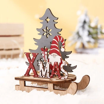 Crăciun Moș Crăciun cu Sania Ornamente Pictate Sania Decoratiuni DIY Puzzle din Lemn Nou 2020