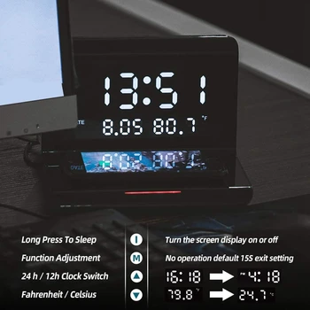 Subțire Ceas cu Alarmă cu Încărcare Wireless Data Temperatura de Amânare LED Digital Pliabil Lumina de Noapte pentru Casa Dormitor
