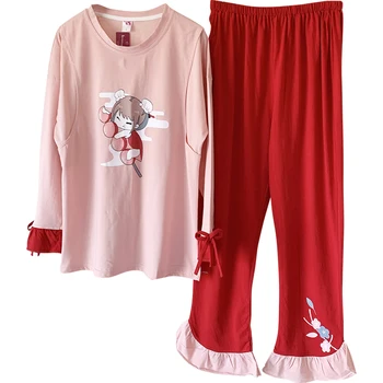 RANMO Flanel Cald Elegante Femei Pijamale Pijamale doamna Desene animate Print Pajama Set Pulover Fleece Coral Pijamas Mujer Acasă se Potrivește