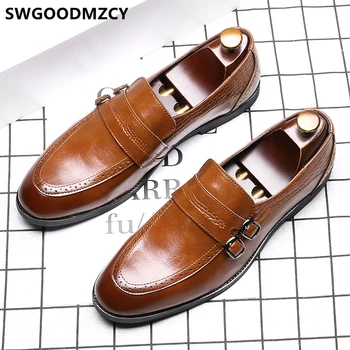 Double monk strap pantofi bărbați Afaceri oficiale formale pantofi pentru bărbați clasic, corporativ mocasini barbati din piele pantofi rochie marime mare 48