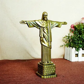 Creative Figurine Miniaturale De Decor Acasă Accesorii Metalice Meserii Brazilia Statuia Lui Isus Ornamente Interior Acasă Decor Suvenir