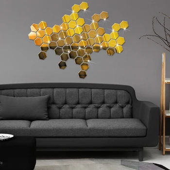 12Pcs PVC Hexagon Arta 3D Oglindă de Perete Autocolante DIY Oglindă de Perete Film Murală Living Decal Decor Acasă Postere