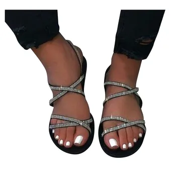 Vara Sandale Femei Plus Dimensiune Pantofi Flip-Flops Plat Cu Strappy Sandale Plaja Pantofi Stras Femei Sandale #5.19