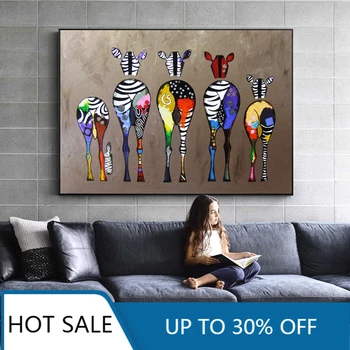 Tablouri Canvas Abstracte Zebra Pe Perete Colorat Animale Printuri De Arta Africană Animale Imagini De Artă Pentru Living Decor Acasă