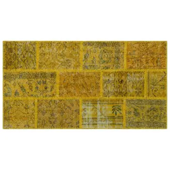 Manual Galben Vintage Overdyed Mozaic Zona Covor de 080x150 Cm-2'7