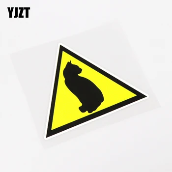 YJZT 11,8 CM*10.3 CM Animal Interesant Cat de Avertizare Marca Auto Autocolant Decal PVC 13-0939
