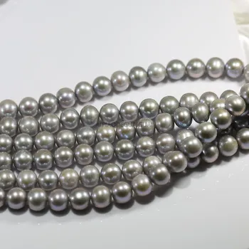 APDGG Naturale 11-12mm AA autentic aproape rotund gri gri perla fire margele vrac femei lady bijuterii DIY