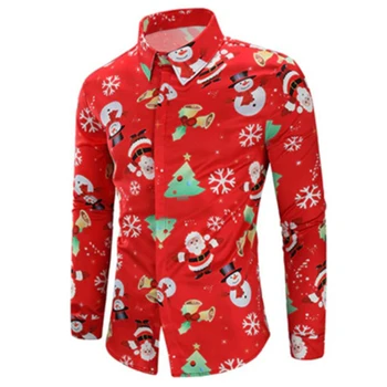 Tricouri de moda Pentru bărbați Bărbați Casual, Fulgi de zăpadă, Moș crăciun Tipărite de Crăciun Tricou Top Bluza cu Maneci Lungi de Îmbrăcăminte pentru Bărbați Combinezon Homme