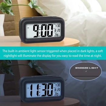 Display LED Digital Ceas cu Alarmă Snooze Baterie Ceas cu Calendar Data de Temperatură pentru Dormitor, Birou de Acasă de Călătorie