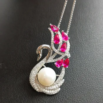 FLZB, Bijuterii Fine farmecul de moda de înaltă calitate, de apă dulce pearl swan pandantiv colier pentru femei și fete frumos cadou lucky