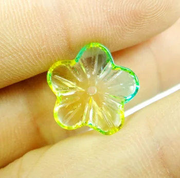 Verde&galben de Cristal de Culoare DIY Accesorii Acrilice Cinci Frunze de Flori cu Margele de Plastic, Margele Gaura 12buc/Lot Pentru a Face Bijuterii