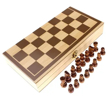 Vintage Bucăți de Lemn Set de Șah Pliere Bord Cutie de Lemn Sculptate de Mână, Cadou Copil Jucărie șah Joc de Șah pentru a vă Relaxa