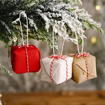 6Pcs Pom de Crăciun Agățat Mini Piața Lenjerie de Ambalare Cutie Cadou Pandantiv Decor Pentru Acasă Petrecerea de Anul Nou Ornament de Crăciun 2020