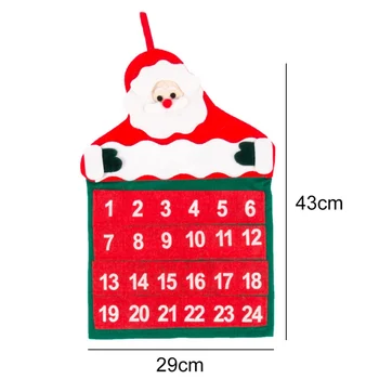 De Craciun 24 Zi Agățat Advent Calendar Roșii Și Albe Moș Crăciun Design Non-Țesute De Crăciun Numărătoarea Inversă Decor Weihnachtskalender